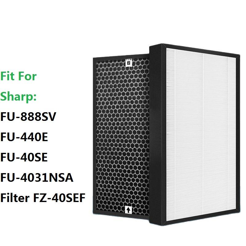 Filtro HEPA al Carbone di Ricambio per Purificatore d'Aria Fatto su Misura per Sharp FZ-60SEF FZ-40SEF per FU-888SV FU-440E FU-40SE FU-P60S FU-4031