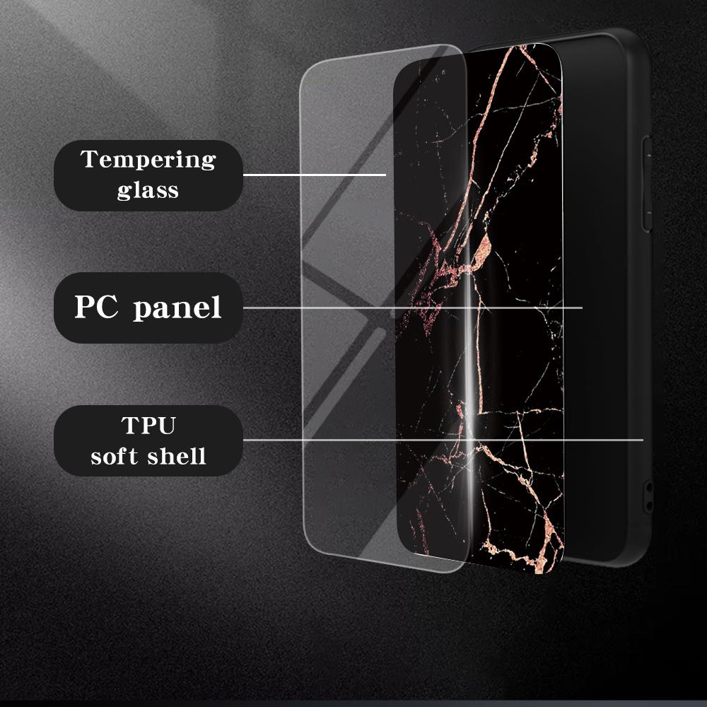 For Samsung Galaxy A17 5G Case Marble Pattern Tempered Glass+PC+TPU Protective Phone Cover