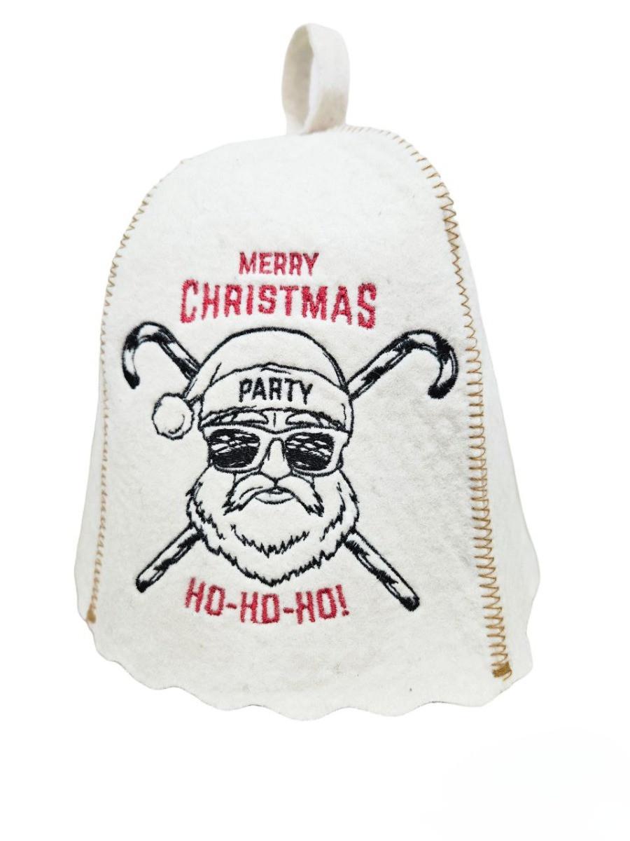 

Шапка для сауны и бани SUNROZ Merry Christmas натуральный войлок Белый (SUN-LA-868)