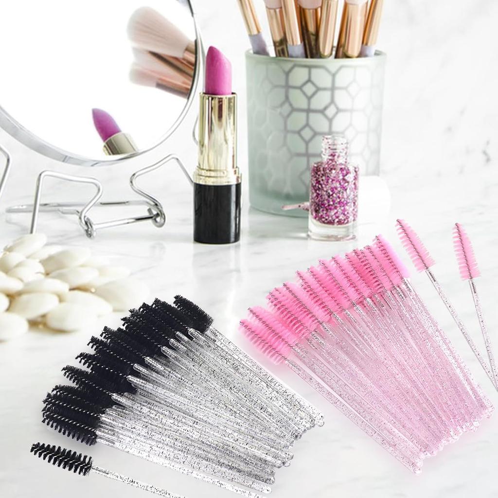 2025 Trend 200Pcs Disposable Mascara Wands -Lash Spoolies, Crystal Eyebrow Brush for Eyelash Extensions & Makeup Grooming