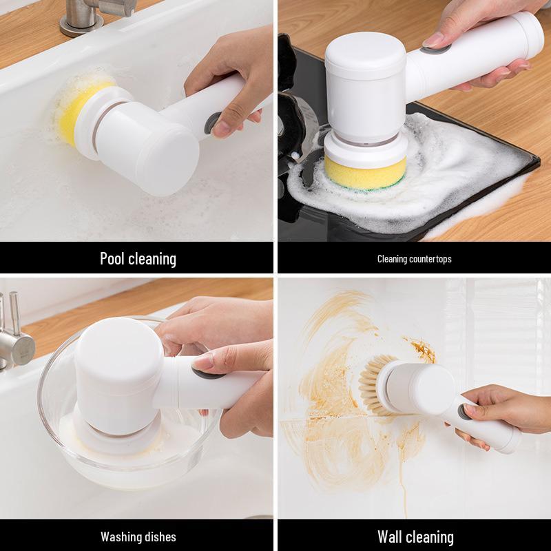 Multifunctional Handheld Electric Cleaning Brush for Kitchen, Bathroom & Dishes