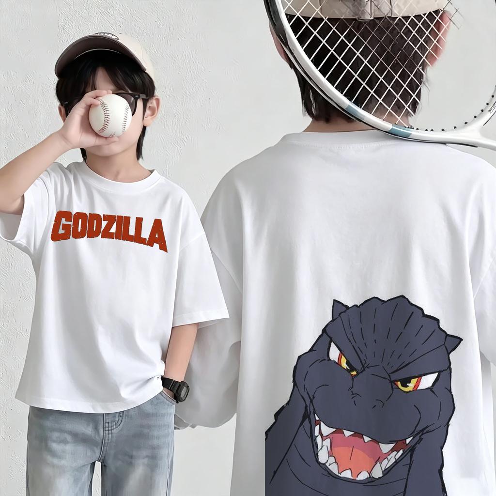 New 2026 American retro cotton shortsleeved Tshirt with Godzilla print suitable for both men and women casual street style