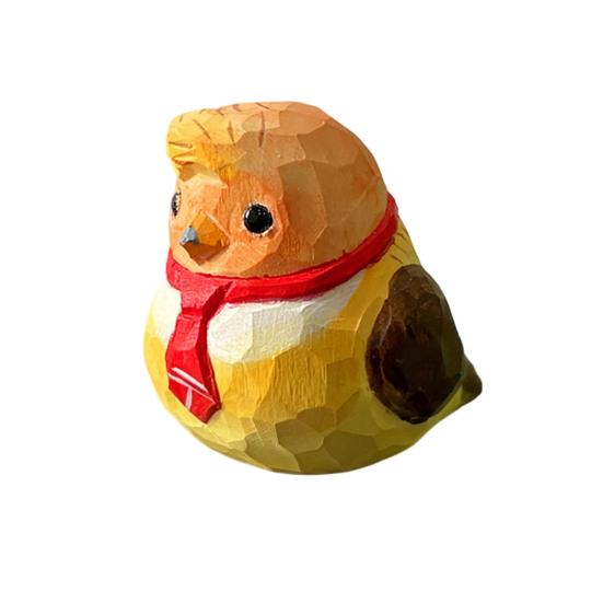 Wooden Decoration Hand-Carved Ornament Bird Wood Desktop Hand-Painted Solid Decor Miniature Cute жёлтый
