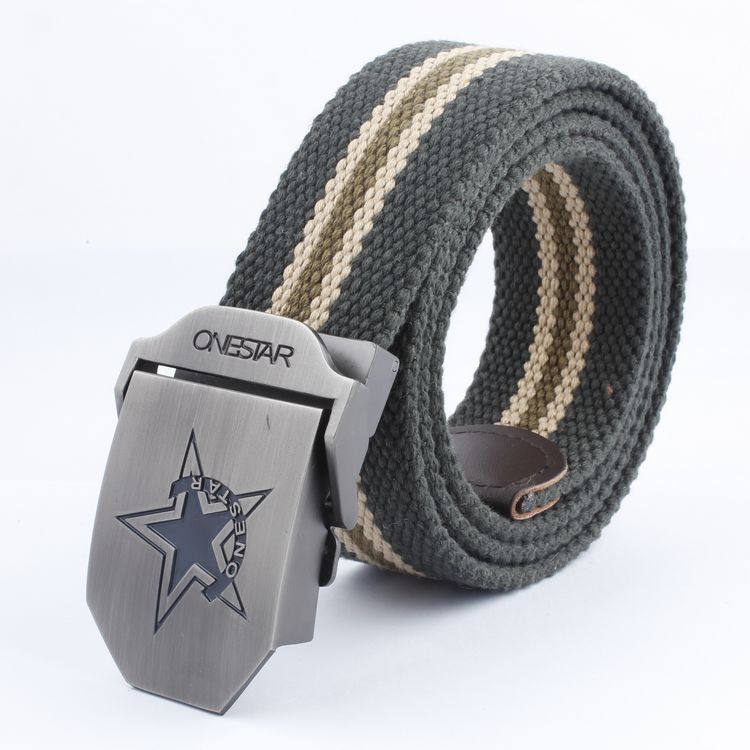 Black Five-Star Canvas Belt Headhunting Black Eagle Men's Automatic Buckle Belt Woven Leisure Good Supply