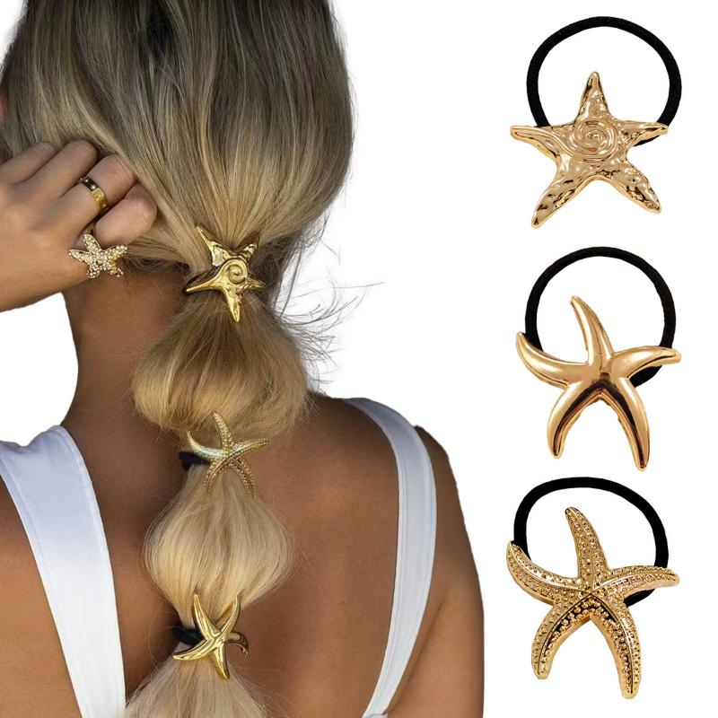 Fashion Alloy Headband Headdress Cool Style Ponytail Hair Ring High-end Seamless Hairband Set