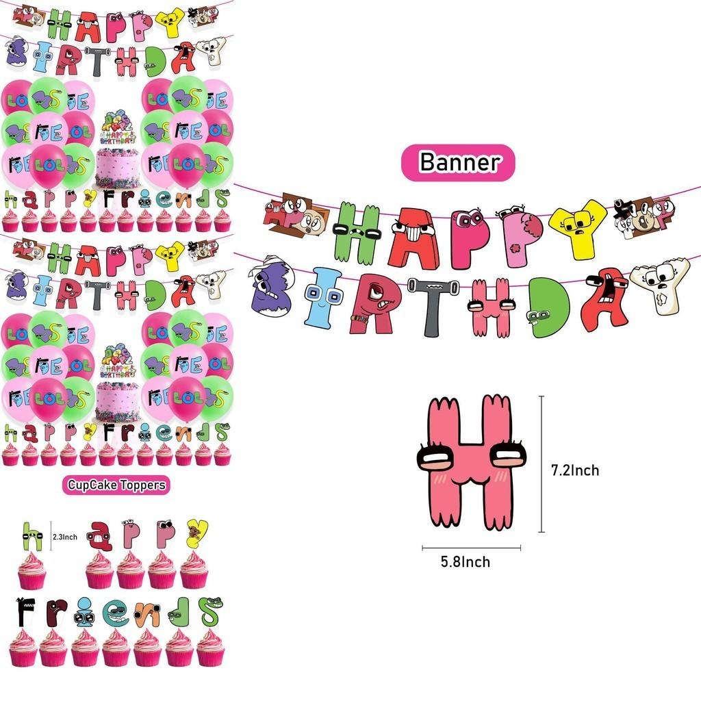 Buntes Ballon-Zugfahnen-Set Alphabet Lore Geburtstagsfeier Heimbedarf