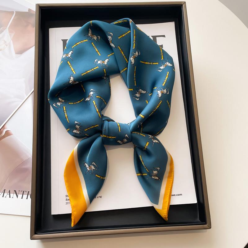 Luxury Twill Square Silk Scarf For Women Design Stoles Hijab Colorful Print Wraps Lady Headband Shawl Bandana New Foulard