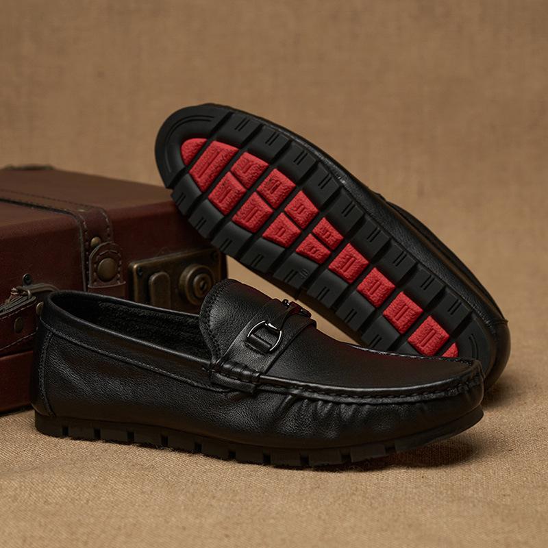 Summer New Doudou Shoes Men's Genuine Leather Breathable Korean Version Casual Lazy Shoes Soft Sole Single-layer Cowhide Driving Shoes