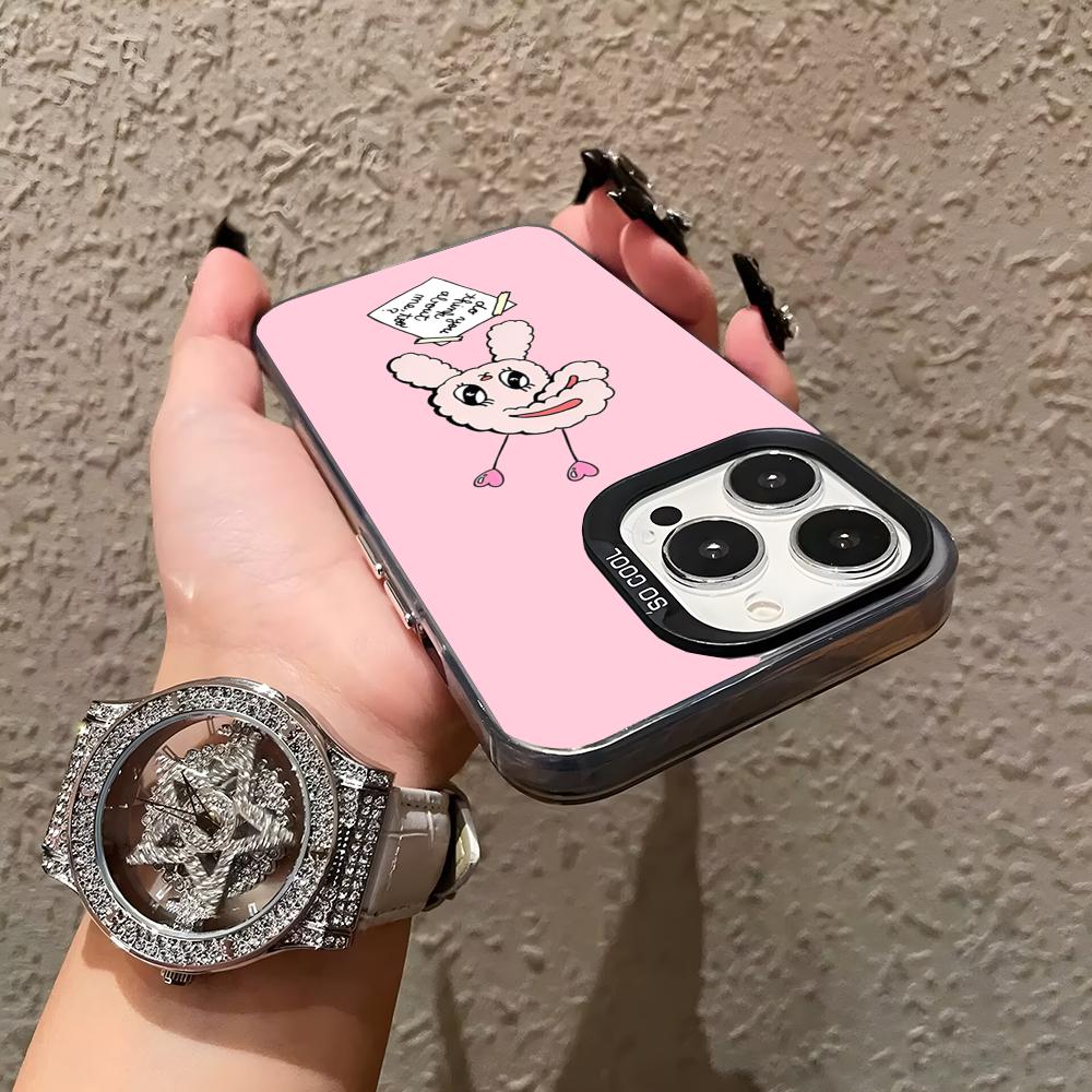 

E-Esther B-Bunny Phone Case Matte Colored Silver For Iphone 17 Air 16 15 14 Pro 13 12 Plus 11 7 8 Max Luxury Cover iPhone 13 Pro Max