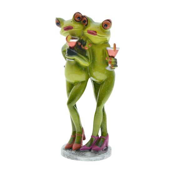 Waltzing Couple Frog Figurine Dancing Drinking Frog Statue Resin Animal Sculpture Home Office Indoor
