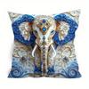 Home Decor Exquisite Blue and Gold Elephant Pattern Pillow Pattern Cushion Cover Suitable for Sofa Bedroom Car Pillow Cover