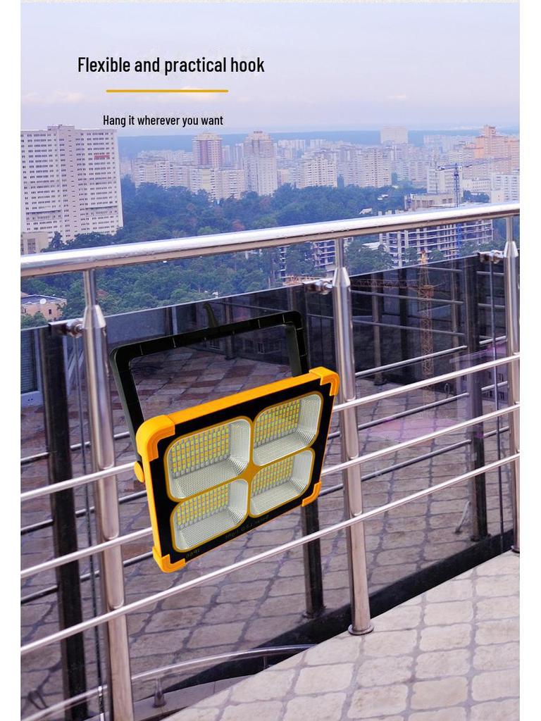 High-Power Portable Solar LED Floodlight for Outdoors and Construction