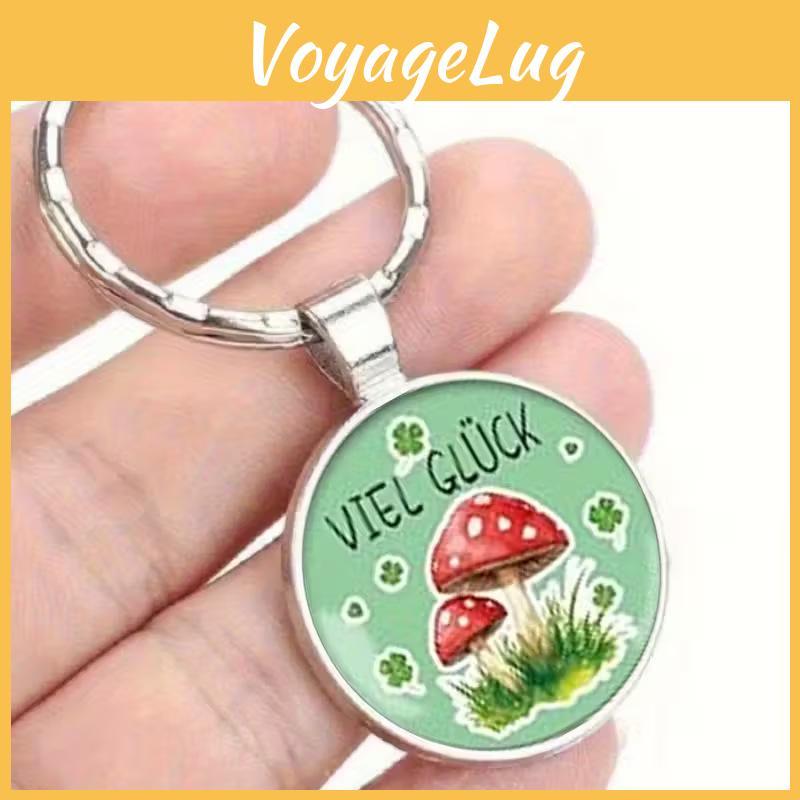 Four Leaf Clover And Mushroom Keychain Alloy Cute Gift For Couples And Friends