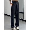 Men's High Waist Wide Leg Suit Pants Pleated Loose Fit Solid Black Trousers For Office Daily