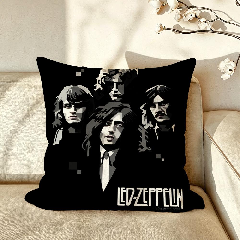 Band LLedZZeppelin Cushion Cover Pillow Case Antidustmite Pillowcase Silky Short Plush Sofa Cushion Cover hot