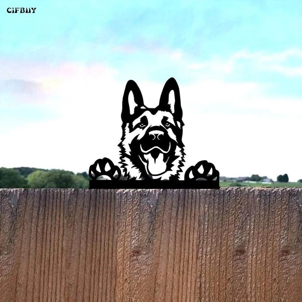 Wrought Iron Garden Dog Statue Anti Rust Coating Outdoor Decor