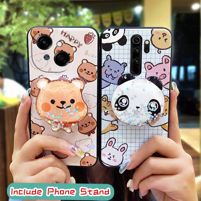 protective Rotatable stand Phone Case For Tecno POP9 4G/Spark GO 1/KL4 Waterproof TPU Skin feel silicone Glitter Durable