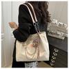 Korean Style Faux Leather Tote Bag for Women Large Capacity Commuter Shoulder Handbag