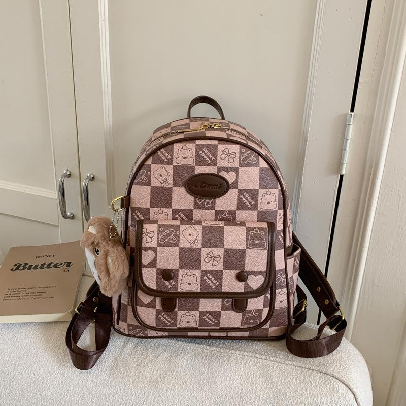 Schoolbag Backpack Korean Version Plaid Niche Design Backpack To Work Commuting Travel Large Capacity Women's Backpack
