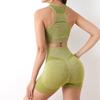 Summer Seamless Yoga Set Women Fitness Outfits Peach Hip Shorts Suit Shockproof Sports Bra Gym Running Suits