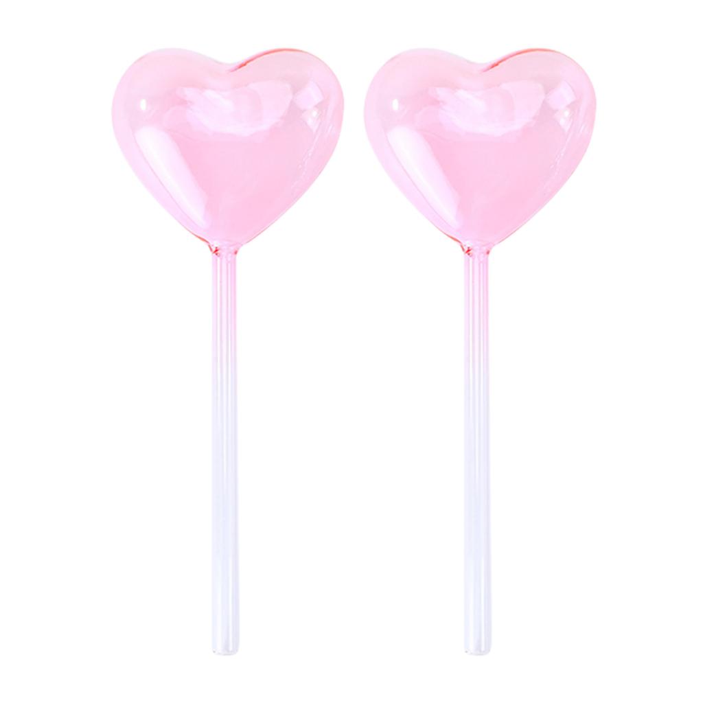 2Pcs Heart Plant Watering Globes Set Self Watering Globes for Indoor Plant Flowers Outdoor Plant Watering Bulb Dripper