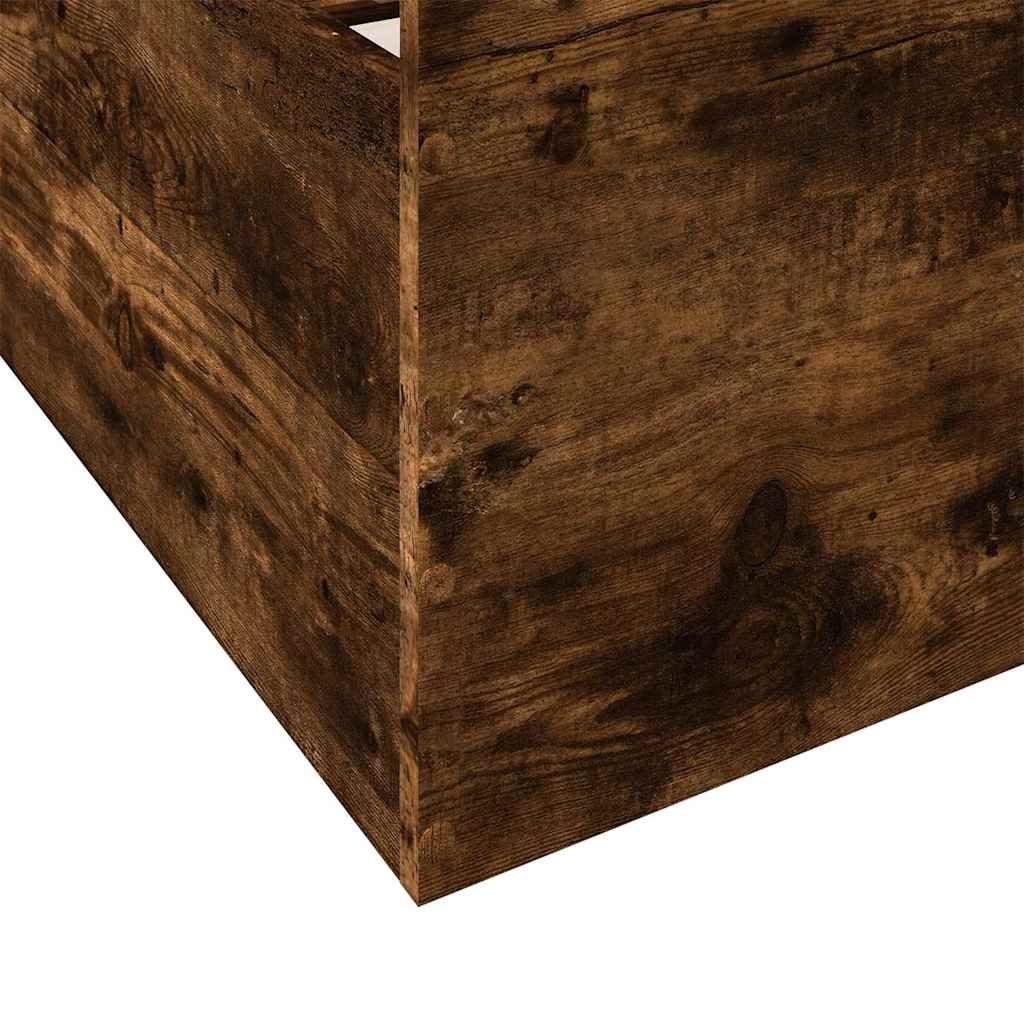 Bed Frame with Drawers Smoked Oak Finish 200x200 Cm Particleboard