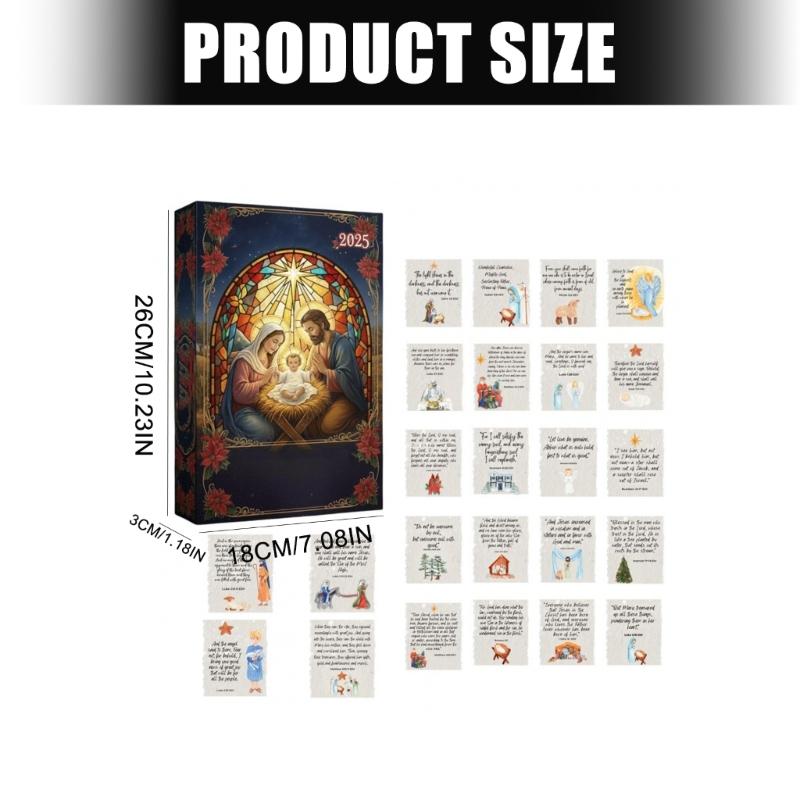 2025 Christmas Advent Calendar Includes 24 Bible Verse Oament Nativity Scene Advent Calendar for Holiday Decoration