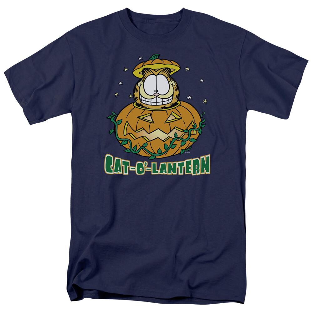 26 Garfield Cat O Lantern T Shirt Mens Licensed Halloween Comic Tee Navy Unisex T-Shirt