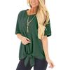 2026 Women's Fashion Wish Summer New Round Neck Short Sleeve Loose T-Shirt with Knotted Hem