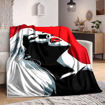 1pc Glamourous Portrait Blanket Lightweight Flannel Blanket Throw Blanket For Sofa, Bed, Travel, Camping, Livingroom, Office, Couch