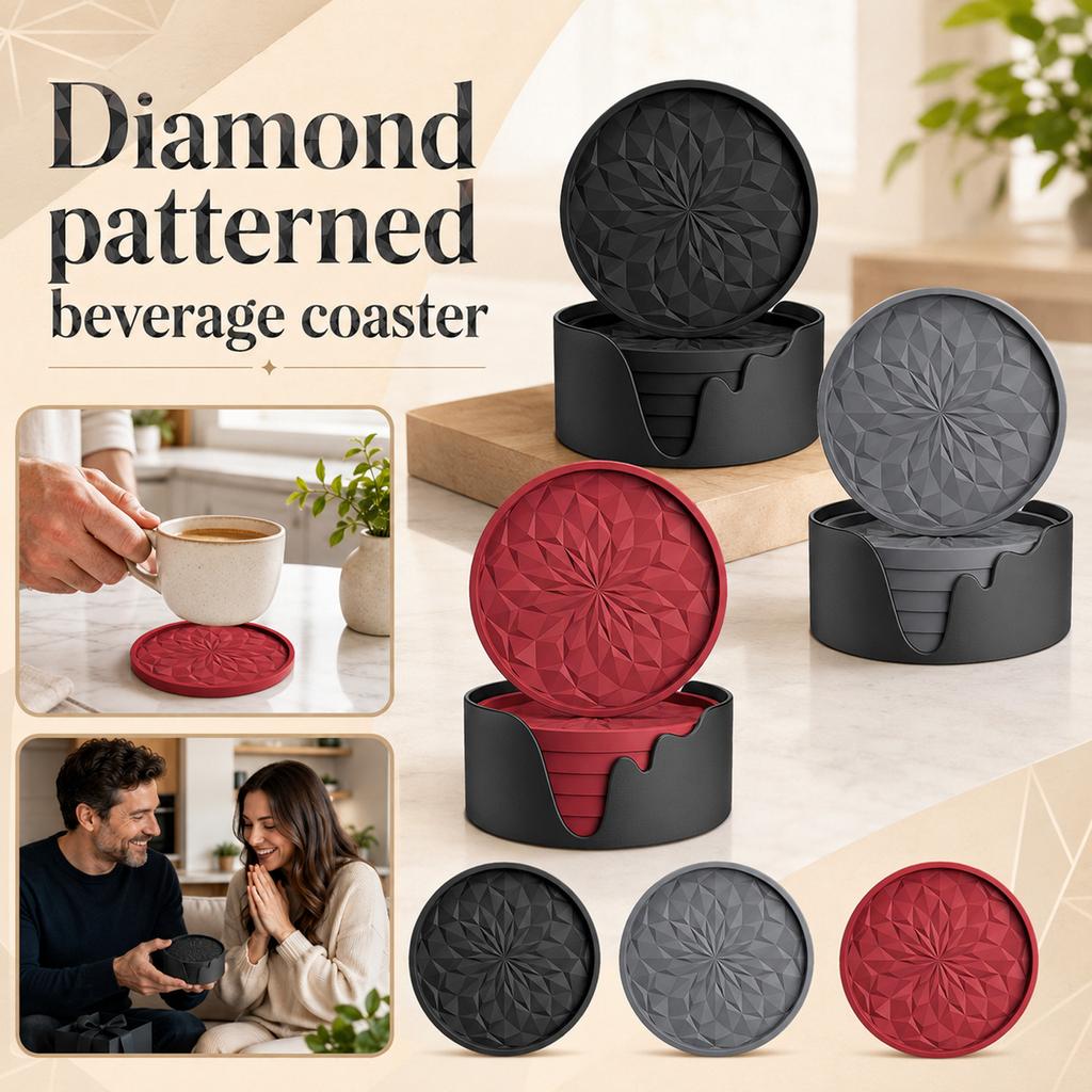 Silicone Coasters Set Thickened Non Slip Coasters with Geometric Pattern Non Stick Cup Mats for Home Office Table Protection Set of 6