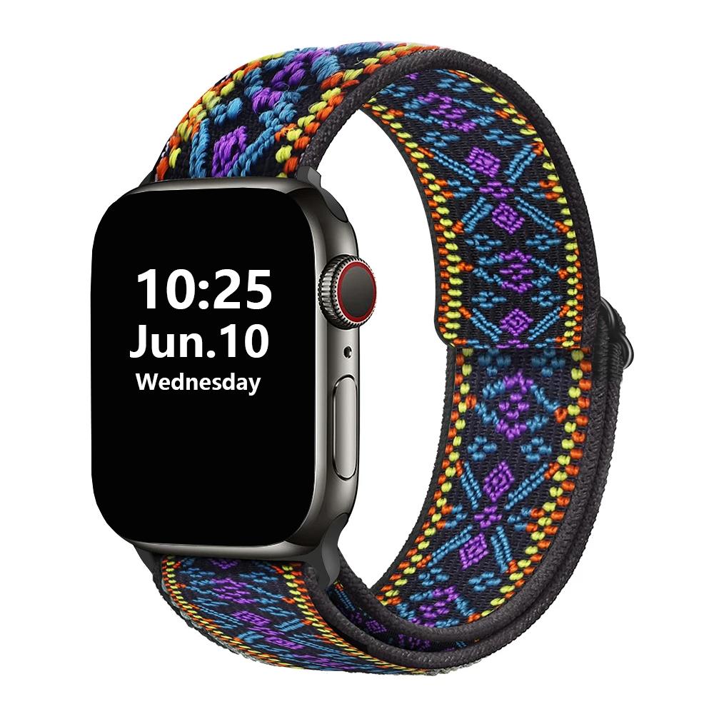 Loop Strap for Apple Watch Band 41mm 40mm 38mm 45mm 44mm 42mm Stretchy iWatch Series 8/76/5/4/3/2/1 Double-Layer Stretch Belt