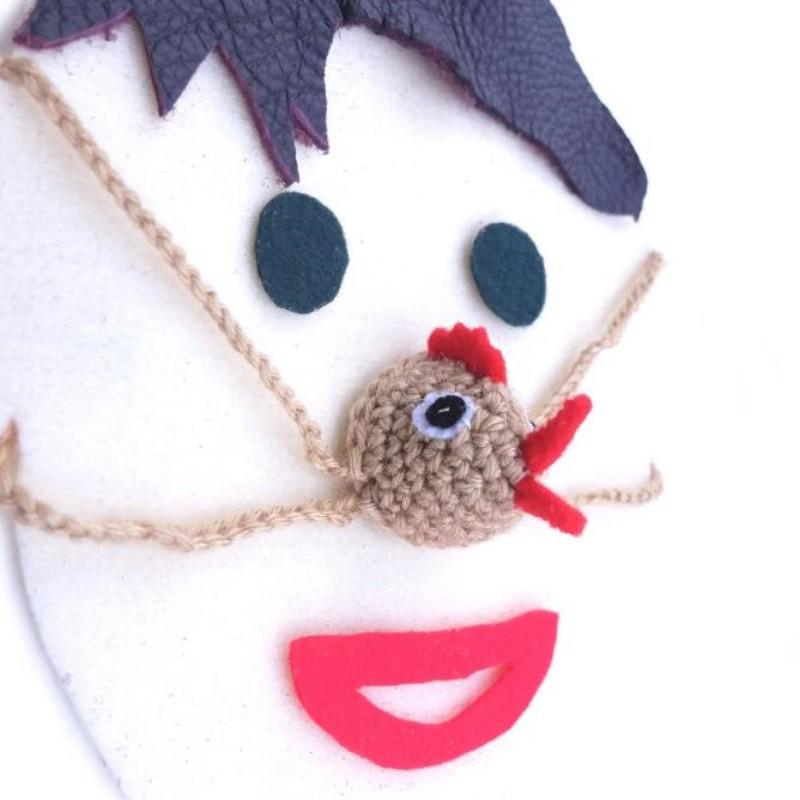 Hand-knitted Halloween funny colorful line mask and hat