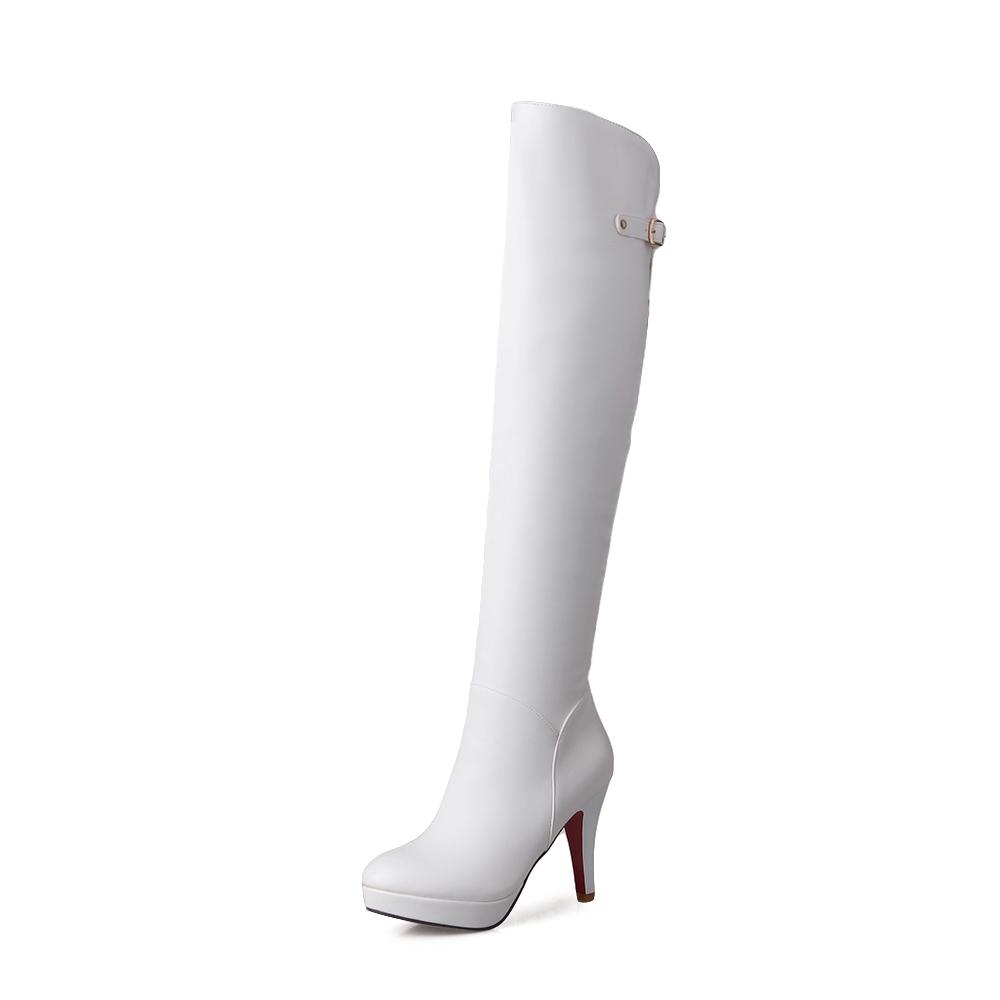 Fashion 2025 Black High Heels Over The Knee Boots Women Platform Thigh High Boots Autumn Winter Long Boots Shoes Sexy White Red 31-46