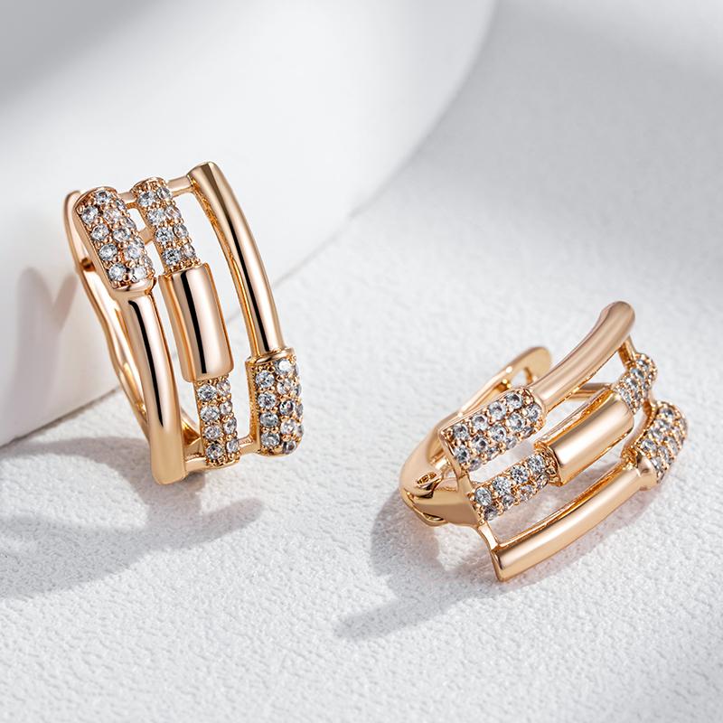 Wbmqda 585 Rose Gold Color Geometric Zircon Drop Earrings For Women Simple  Creative Design High Quality Daily Jewelry