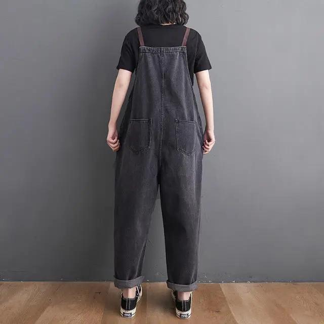 Spring and Summer Retro Plus Size Denim Overalls, Fat Mm, High Waist, Thin, Loose, All-match Straight, Wide-leg Jumpsuit