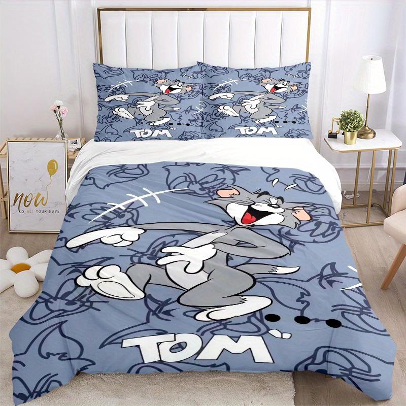 3pcs Tom Cat Bedding Set - 1 Soft Quilt Cover + 2 Pillowcases, Machine Washable - Suitable for All Seasons, Perfect Gift for Family and Friends.F095