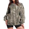 Women's Loose Fit Crew Neck Sweatshirt Long Sleeve Pullover Casual Sportswear Branch Pattern Printed Top