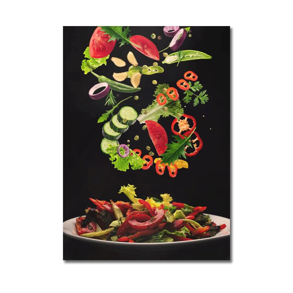

Кухня плакат пицца стейк салат гамбургер буррито фотографии ресторан настенная живопись печать западная кухня холст картина без рамки 12X16inch 30x40cm