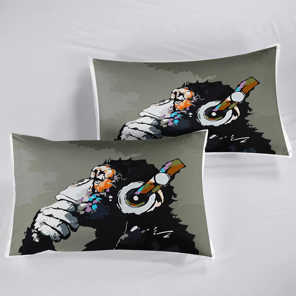 Animal Orangutan Pattern Mattress Three-Piece Digital Printing Mattress Bedding Set Adult Children