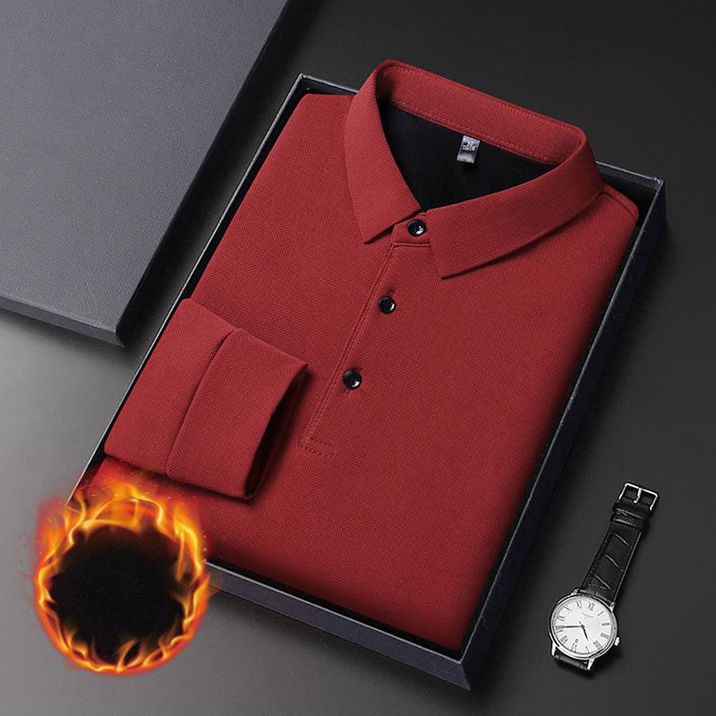 Long Sleeve T-Shirt Men s Winter Minimalist Versatile Lapel Collar Polo Shirt Top M