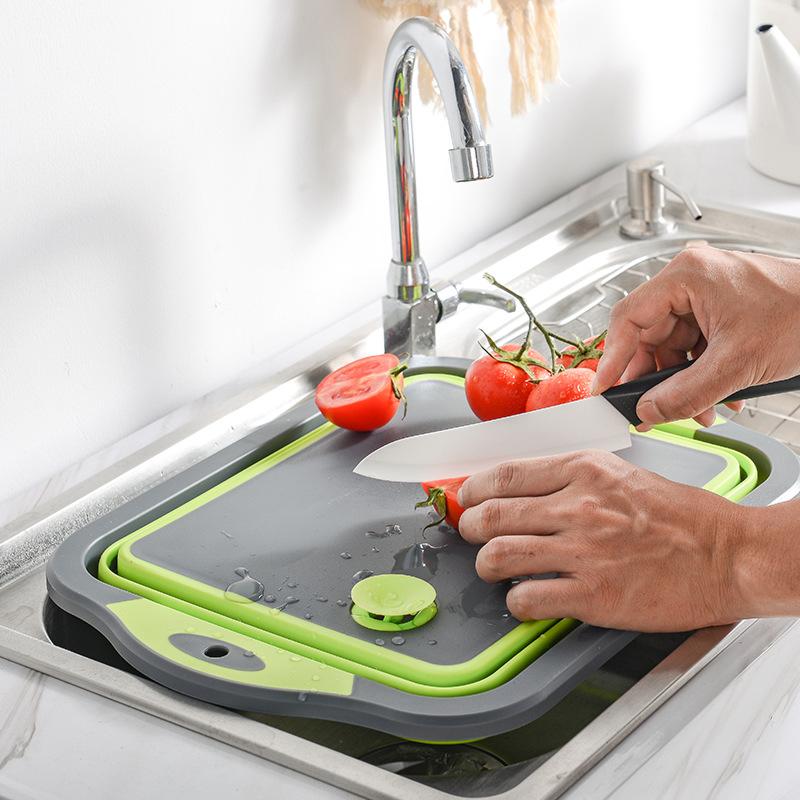 Multi Functional Foldable Spoon Cutting Board Multifunctional Silicone Foldable Cutting Board Dishwashing Basin Cutting Board