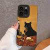 Schwarze Katze genießt Wein Handyhülle Geeignet für iPhone 17, 16, 15, 14, 13, 12, 11 Pro/Max/Plus Sturz- und Stoßschutz Rückabdeckung
