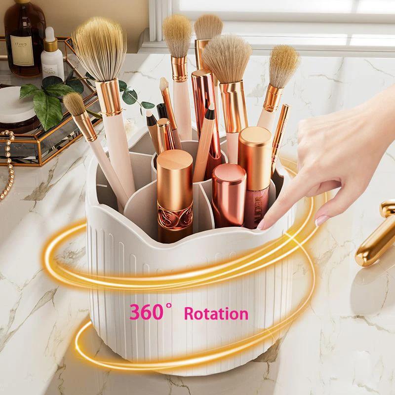 Suport perie de machiaj rotativ de 360 ​​de grade Organizator pentru cosmetice cu capac pentru vanitate Suport stilou multifuncțional Cutie de depozitare pentru ruj
