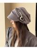 Women's Korean Style Beanie - Large Head Fit, Face Slimming, Casual Slouchy Hat for Spring & Autumn
