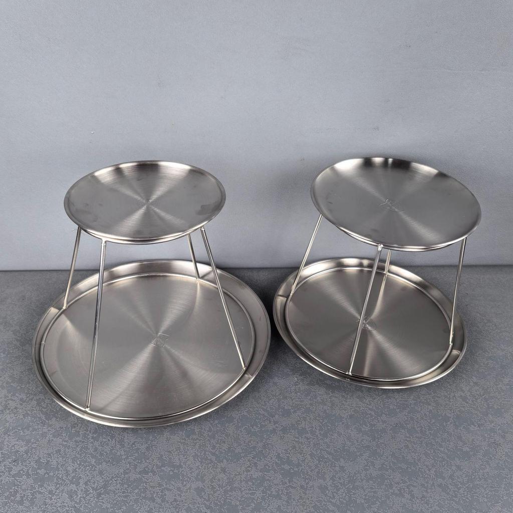 Stainless Steel Double Layer Seafood Platter: Sashimi, Oyster, Shrimp, Crab Tower Buffet Display Stand & Dim Sum Rack