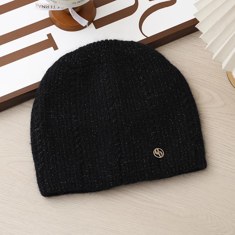 Fashion Knitted Hat Thickened Autumn and Winter Warm Big Head Circumference Bag Head Hat Wool Hat Women