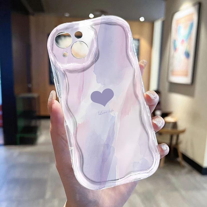 Colorful Little Heart Applies To iPhone17promax Mobile Phone Case Apple 16 Cream Wave 14/13 Soft Case 15