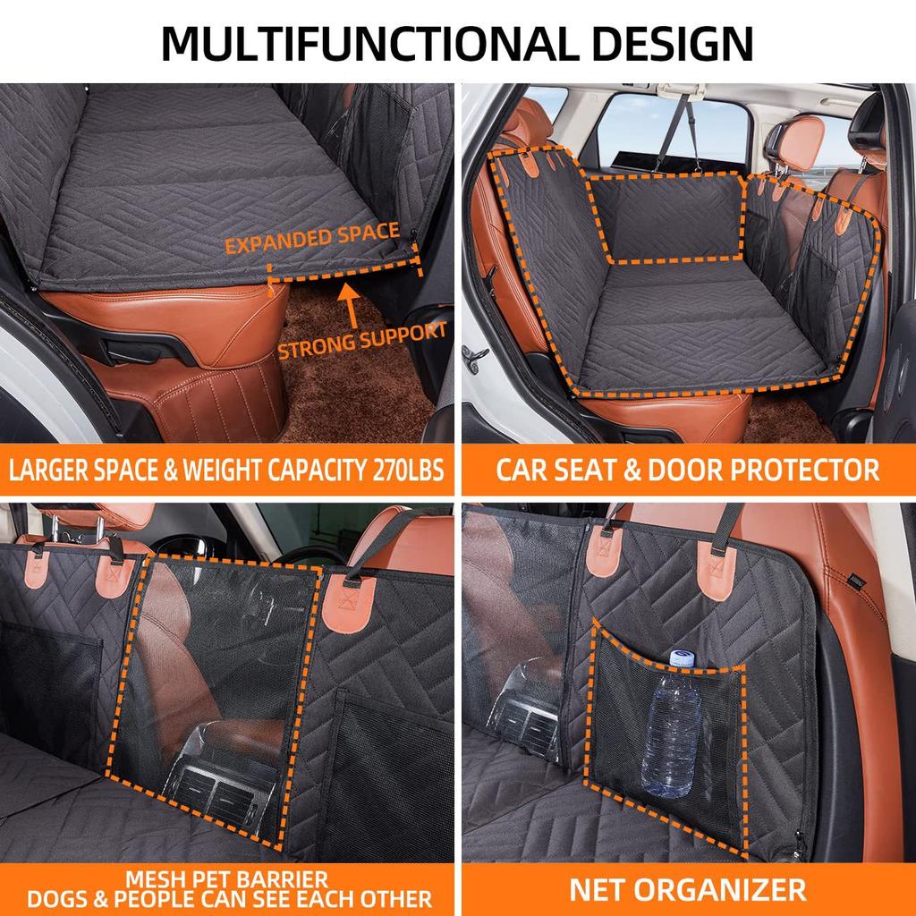 Extended Dog Car Seat Cover Car Bed Pet Backseat Cover Safety Carrier Waterproof Anti-Slip Pet Mat for Car SUV Truck Dog Hammock