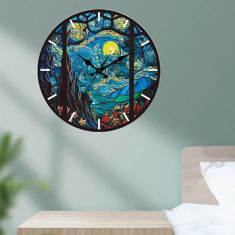 Nordic Acrylic Woodgrain Pattern Wall Clock 31×31CM Modern Silent Movement Minimalist Timepiece for Living Room Office Decor